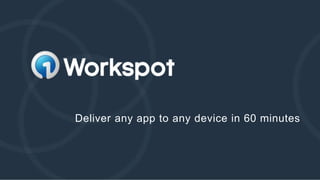 Deliver any app to any device in 60 minutes
 
