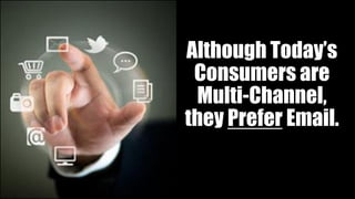 Although Today’s
Consumers are
Multi-Channel,
they Prefer Email.
 
