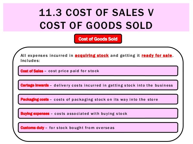 11 3 cost of sales vs cost of goods sold sales cost