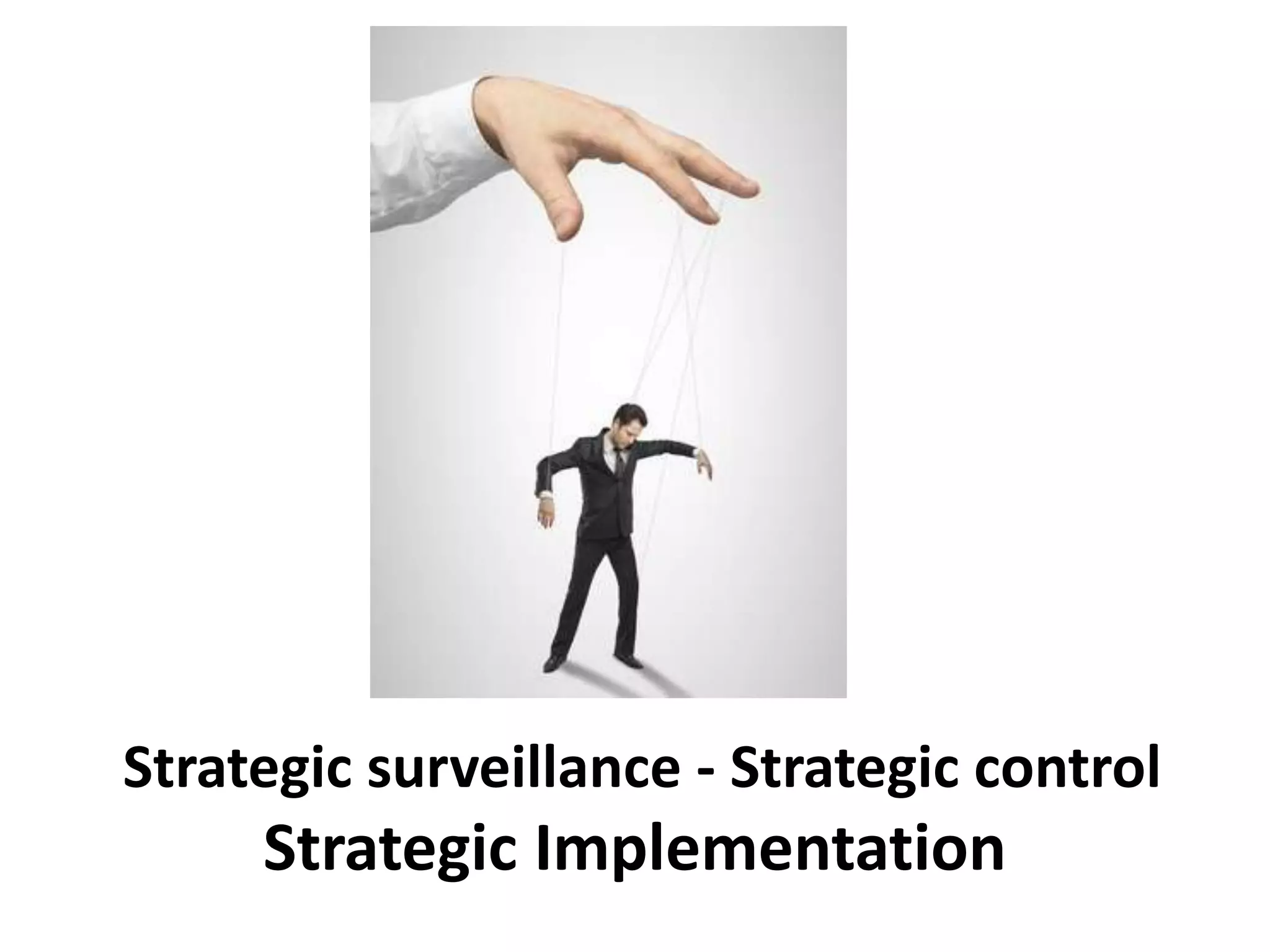 Strategic surveillance - Strategic control
Strategic Implementation