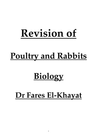 1
Revision of
Poultry and Rabbits
Biology
Dr Fares El-Khayat
 