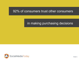 PAGE 5
92% of consumers trust other consumers
in making purchasing decisions
 