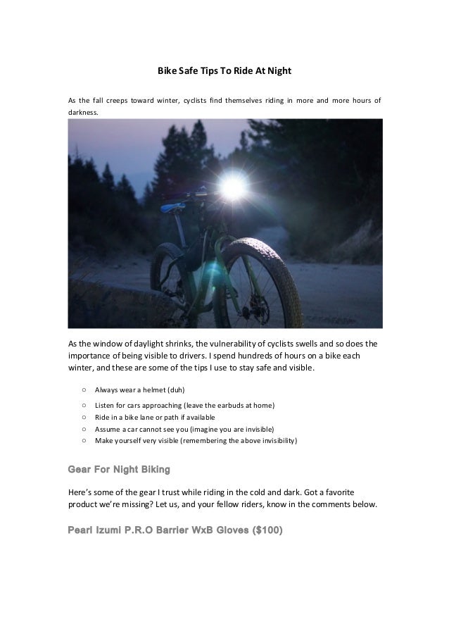 bike safe tips to ride at night