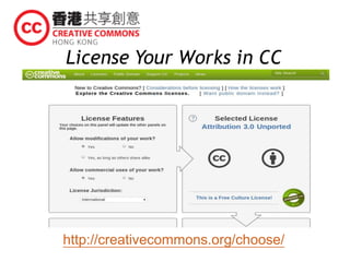 License Your Works in CC
http://creativecommons.org/choose/
 