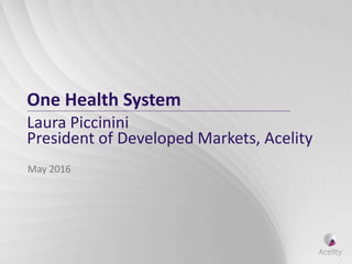 One Health System
Laura Piccinini
President of Developed Markets, Acelity
May 2016
 
