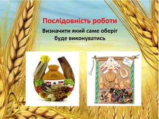 Послідовність роботи
Визначити який саме оберіг
буде виконуватись
 