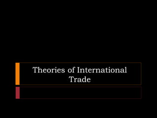 Theories of International
Trade
 
