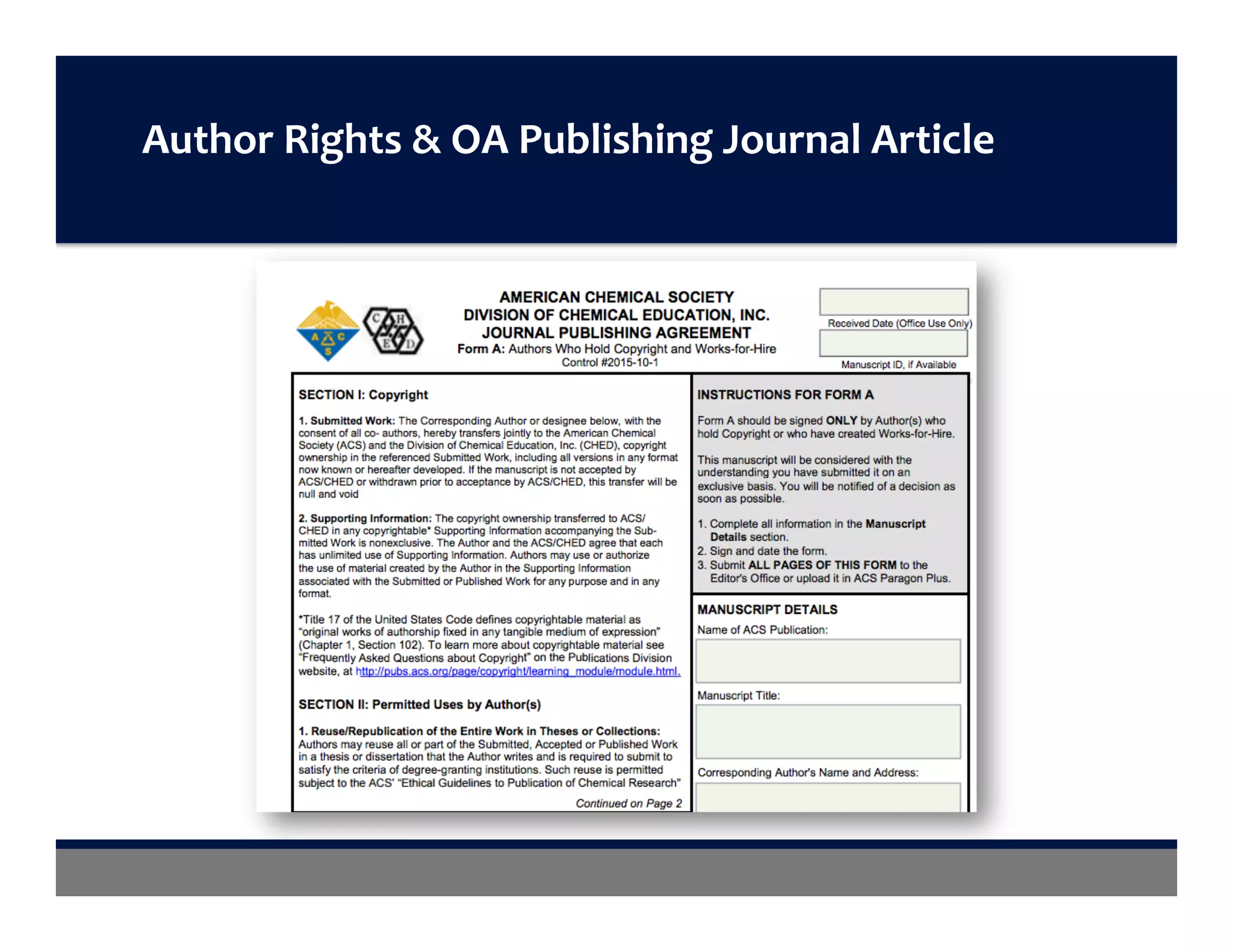 Author	Rights	&	OA	Publishing	Journal	Article	
 