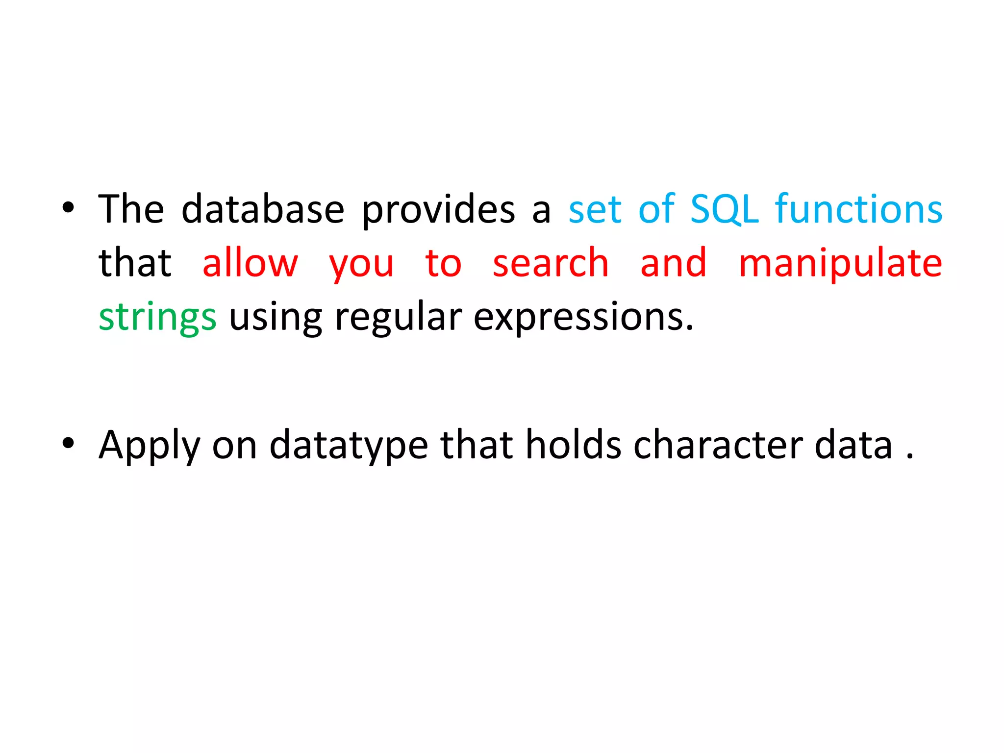 11. using regular expressions with oracle database | PPT