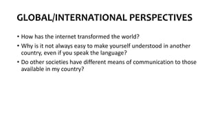 GLOBAL PERSPECTIVE CAMBRIDGE IGCSE: LANGUAGE AND COMMUNICATION | PPTX