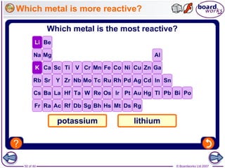 © Boardworks Ltd 200750 of 44
Which metal is more reactive?
 