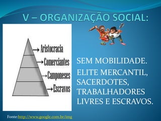 SEM MOBILIDADE.
ELITE MERCANTIL,
SACERDOTES,
TRABALHADORES
LIVRES E ESCRAVOS.
Fonte:http://www.google.com.br/img
 