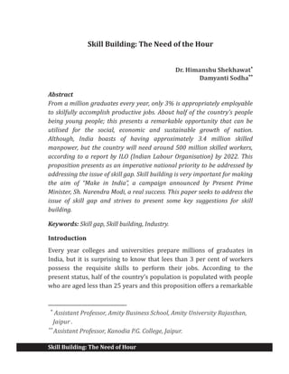 Skill Building The Need Of The Hour Pdf Skill Building The Need Of The Hour Pdf