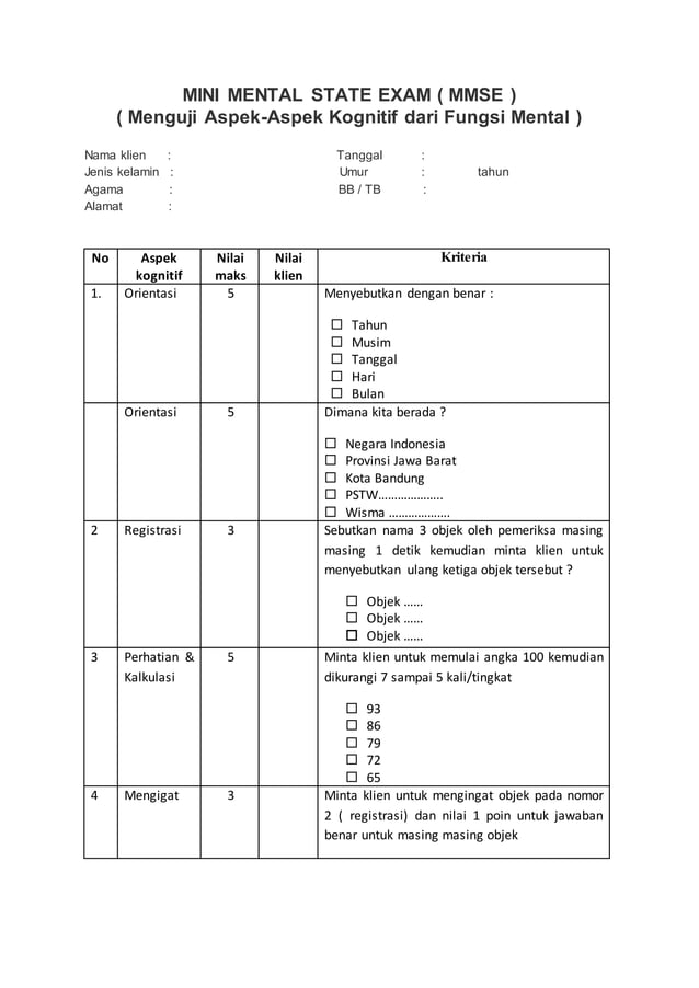 Alat Ukur Pengkajain Manula Short Portable Mental Questionneire (SPMSQ ...