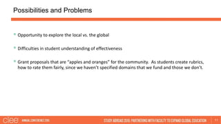 Possibilities and Problems
11
 Opportunity to explore the local vs. the global
 Difficulties in student understanding of...