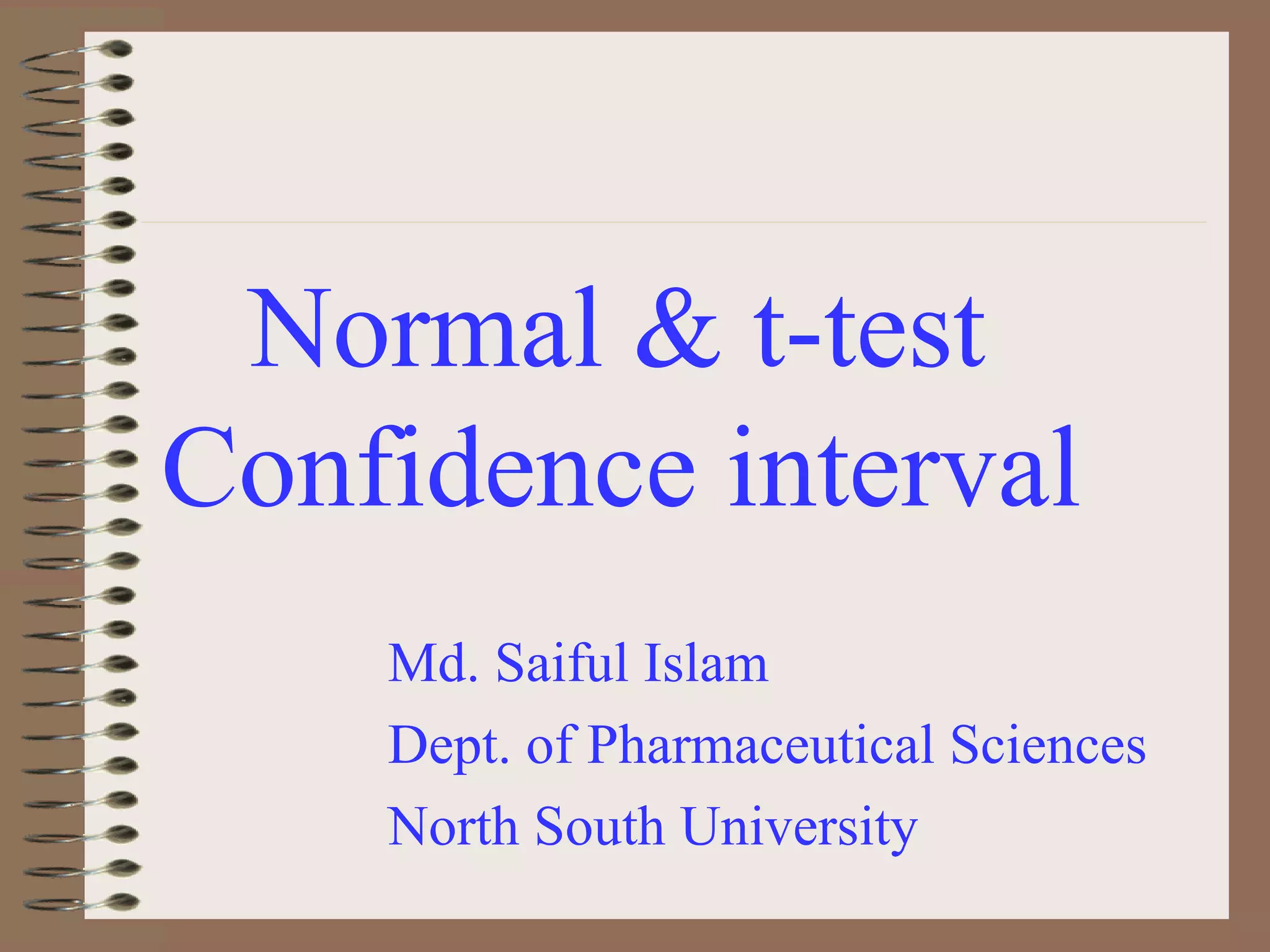 Normal & t-test_confidence interval | PPT