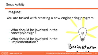 Group Activity
25
Imagine:
You are tasked with creating a new engineering program
-Who should be involved in the
-concept/...