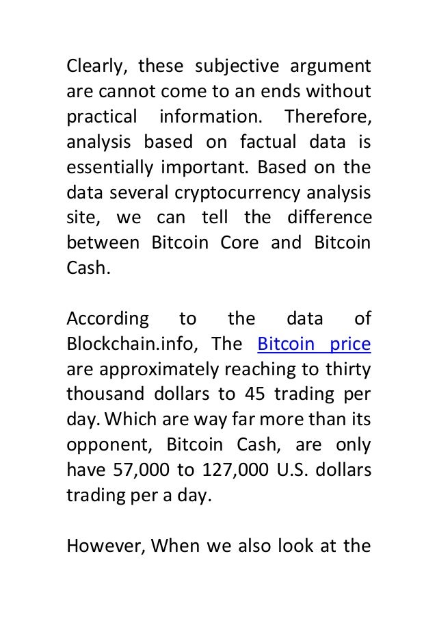 A Short Comparison Of Bitcoin Core And Bitcoin Cash In Concrete Data - 