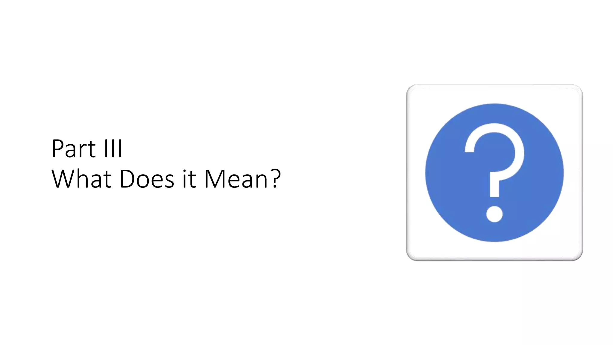 Part III
What Does it Mean?
 