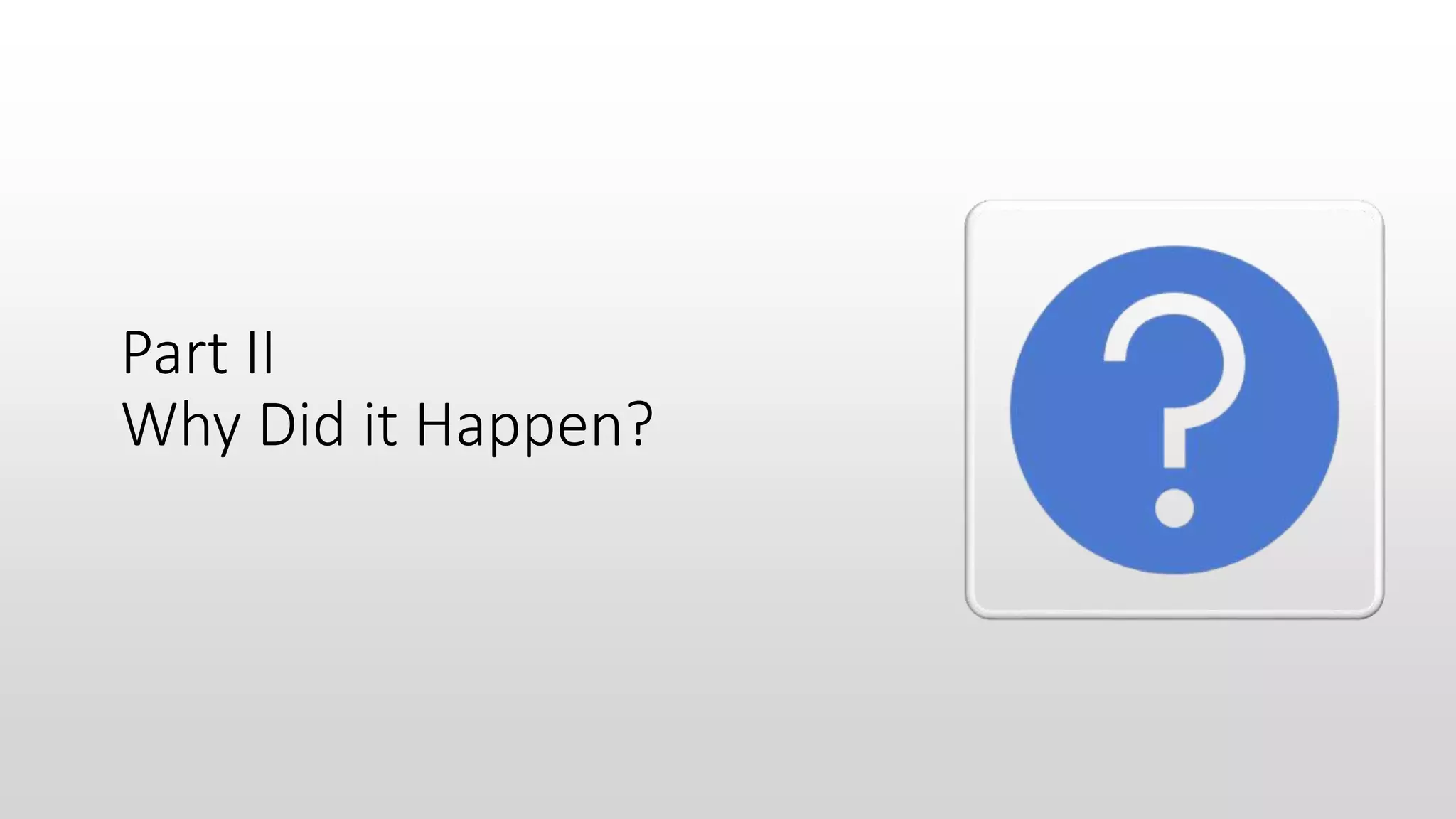 Part II
Why Did it Happen?
 