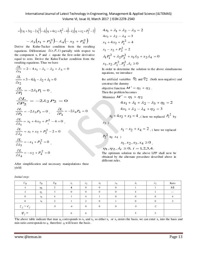 Optimum solution of quadratic programming problem by wolfe s modifie 
