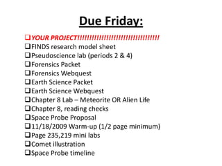 Due Friday:YOUR PROJECT!!!!!!!!!!!!!!!!!!!!!!!!!!!!!!!!!!