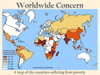 A map of the countries suffering from poverty
 
