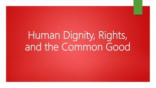 Human Dignity, Rights,
and the Common Good
 