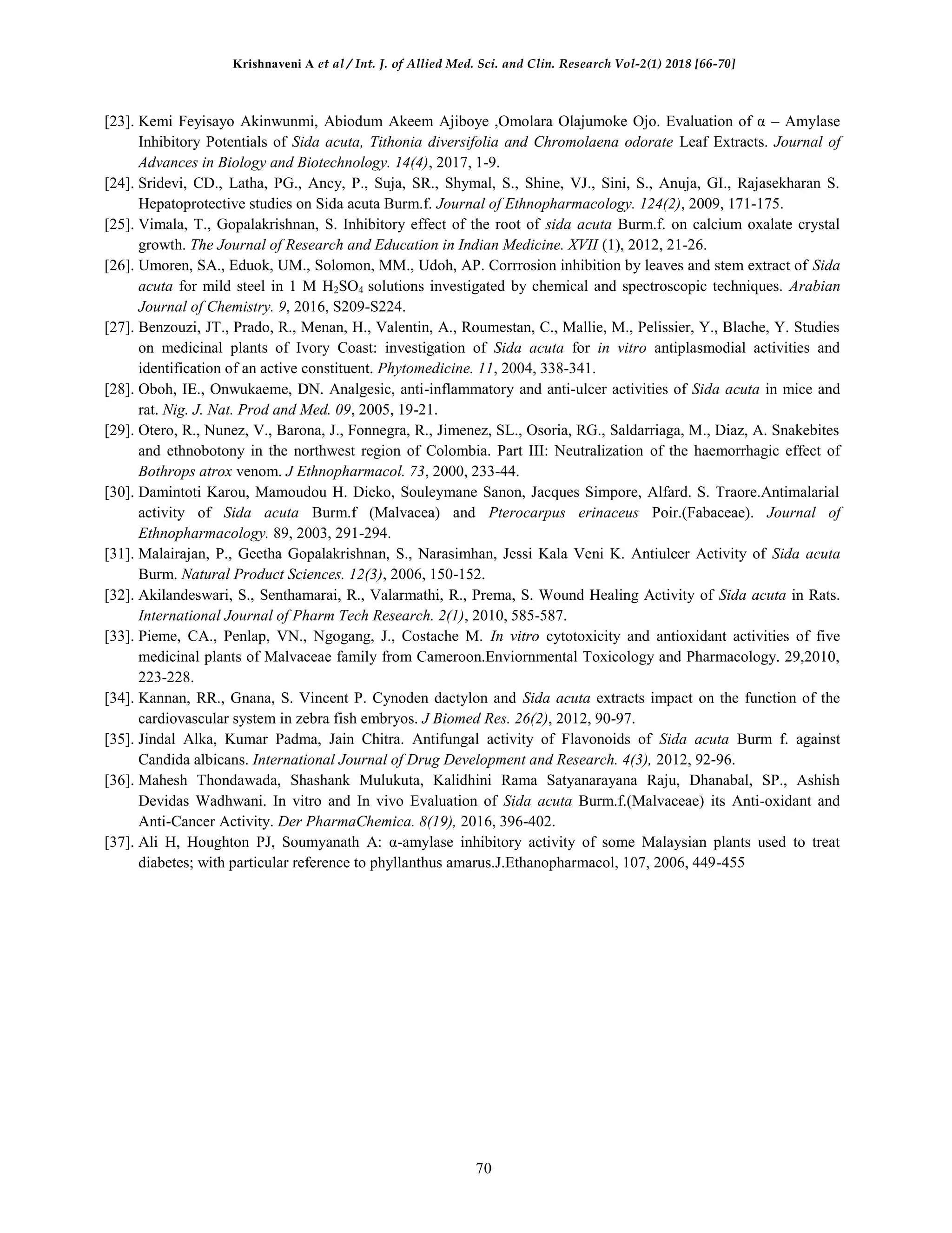 Invitro alpha amylase effect of Sida acuta Burm | PDF