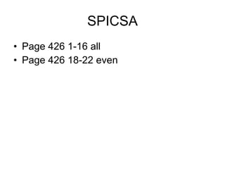 SPICSA Page 426 1-16 all Page 426 18-22 even 