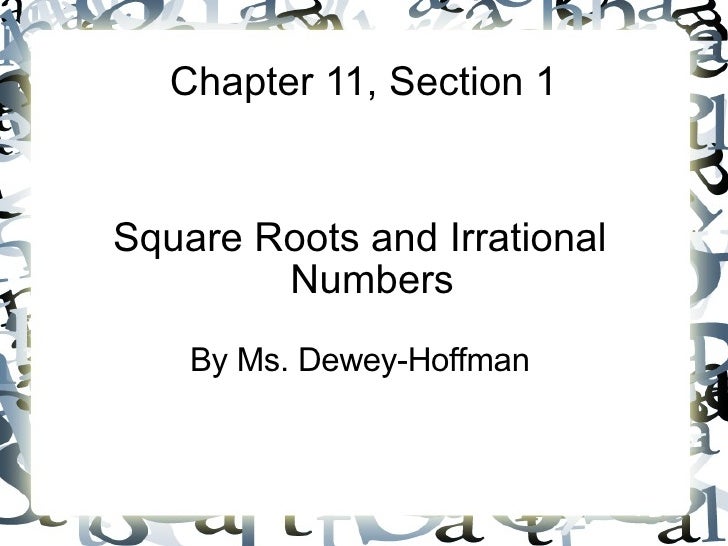 11.1 Square Root Irrational