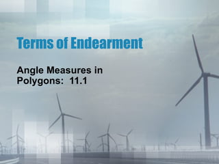 Terms of Endearment
Angle Measures in
Polygons: 11.1
 