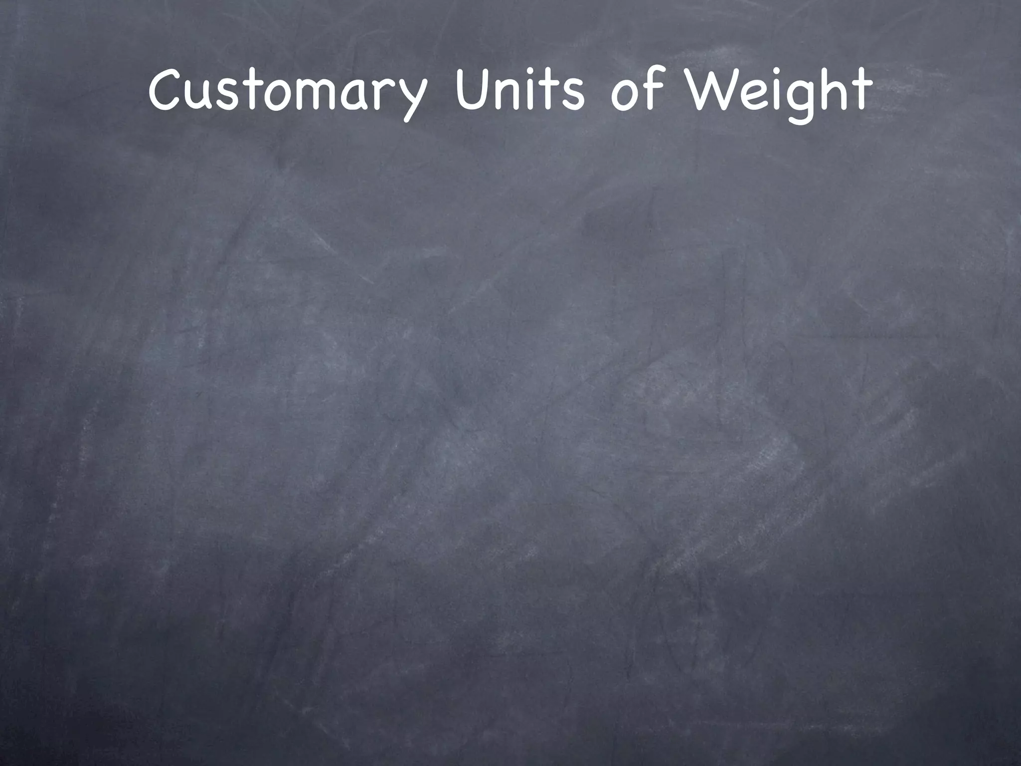 Customary Units of Weight
 