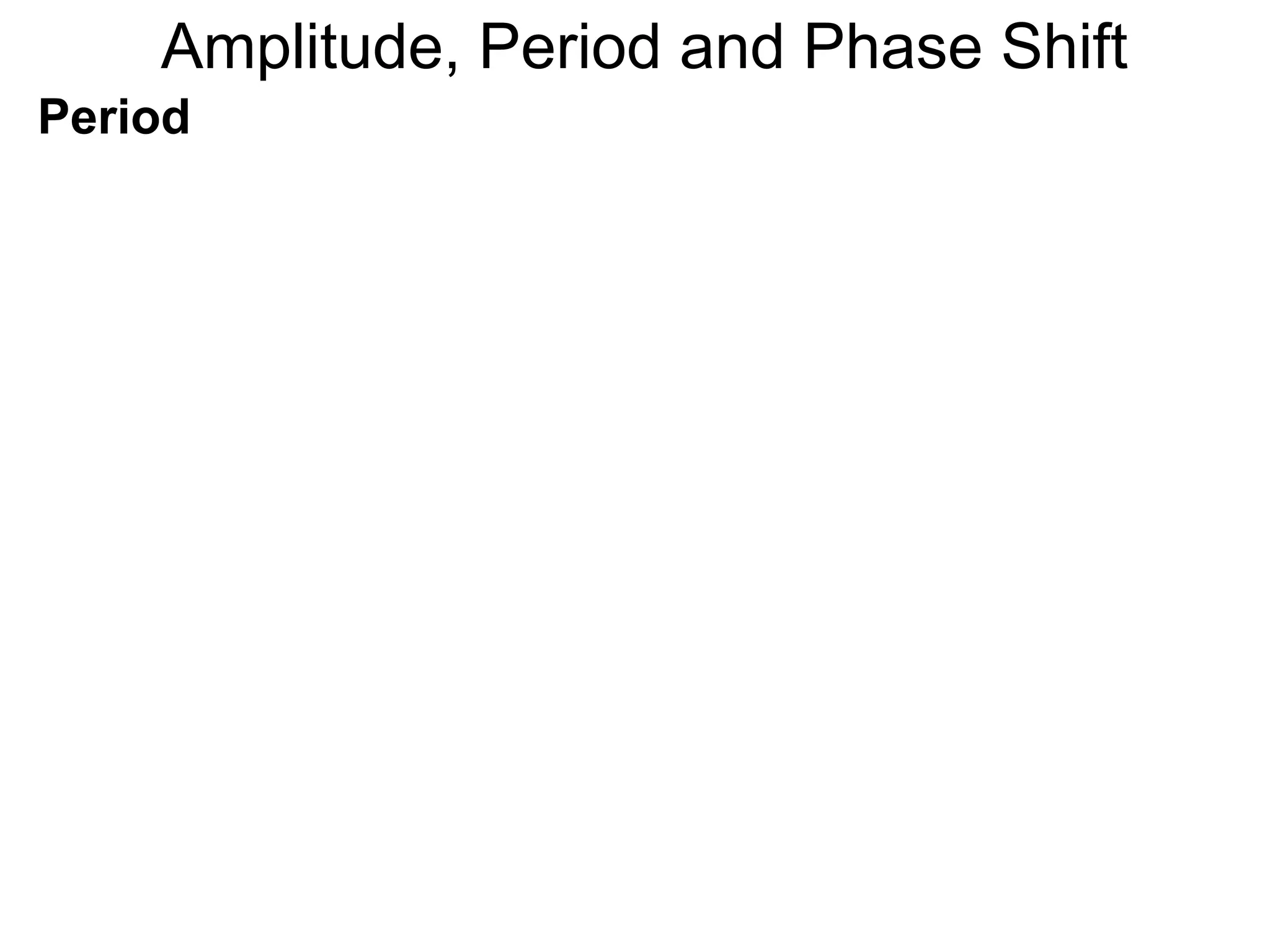 Amplitude, Period and Phase Shift
Period
 