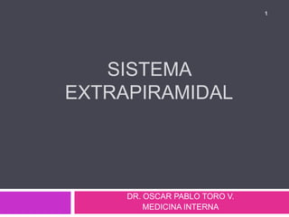 SISTEMA
EXTRAPIRAMIDAL
DR. OSCAR PABLO TORO V.
MEDICINA INTERNA
1
 