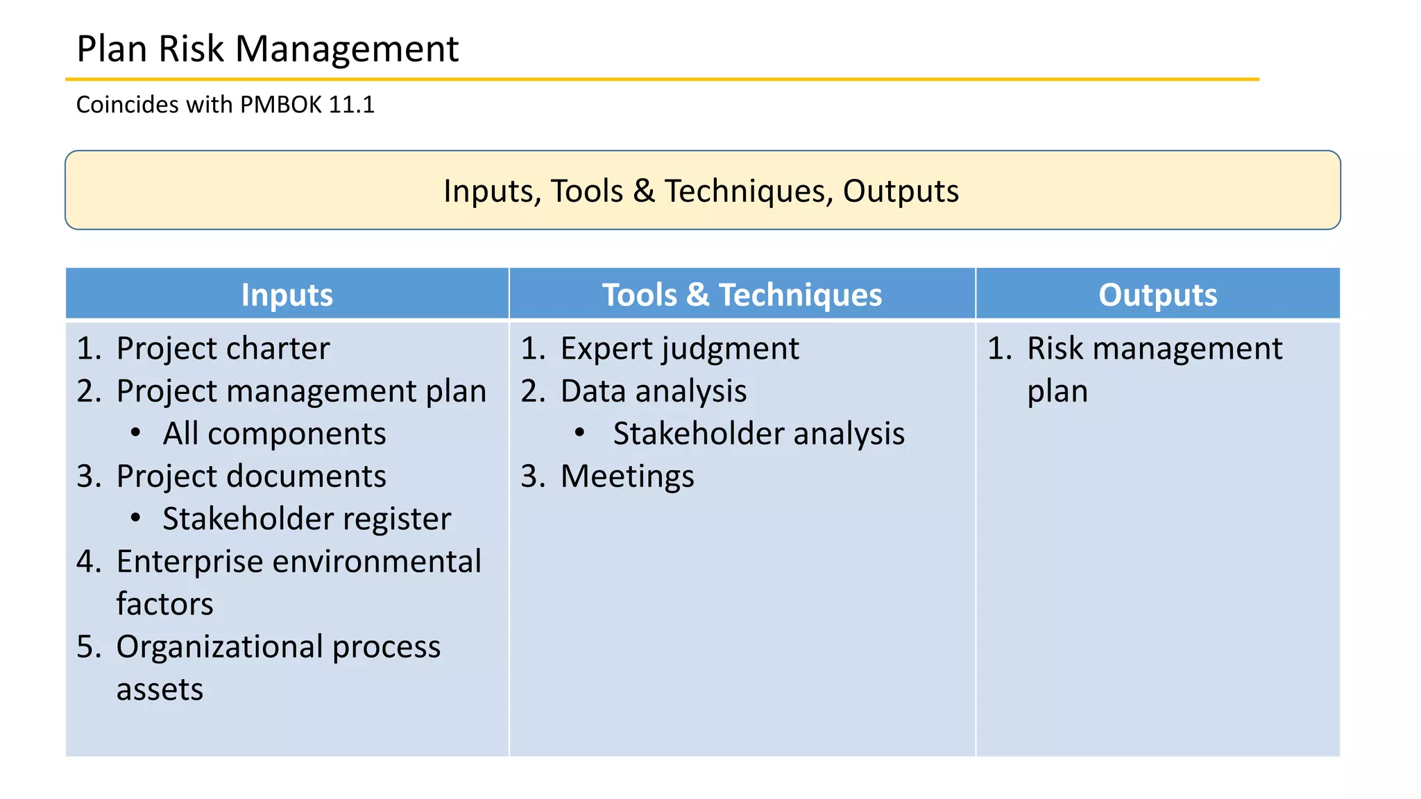 11.1 Plan Risk Management | PPTX