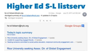 Higher Ed S-L listserv
 