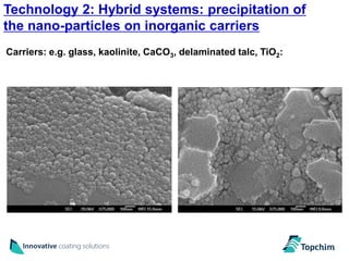 Technology 2: Hybrid systems: precipitation of
the nano-particles on inorganic carriers                          7


Carriers: e.g. glass, kaolinite, CaCO3, delaminated talc, TiO2:
 