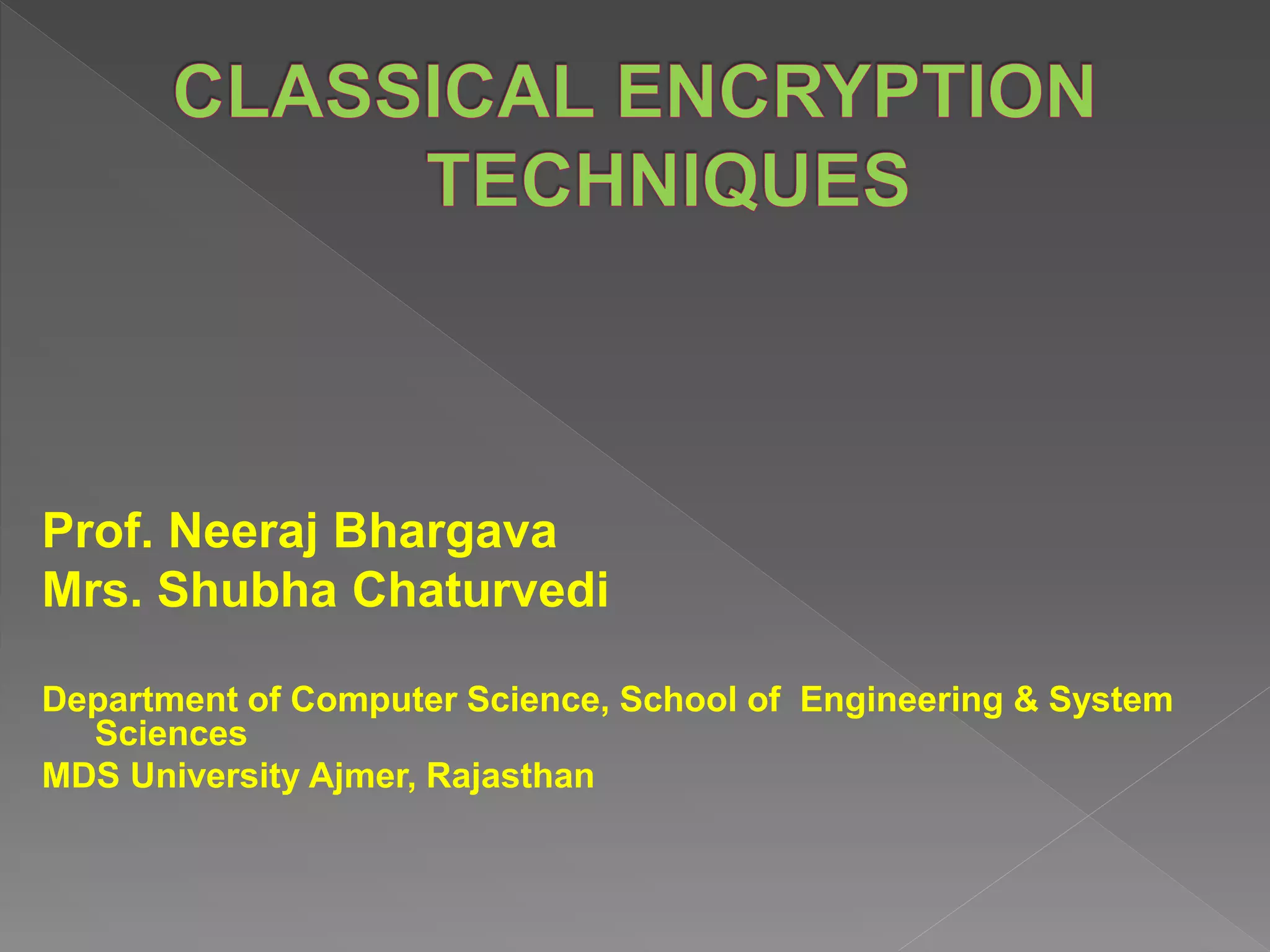 Classical Encryption Technique Part 1 Ppt Classical Encryption Technique Part 1 Ppt