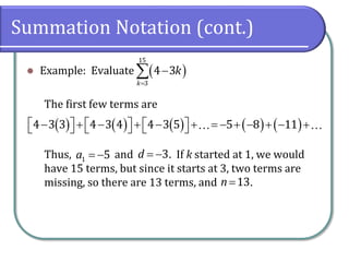 Summation Example Function 11.2 Arithmetic Sequences and Series | PDF