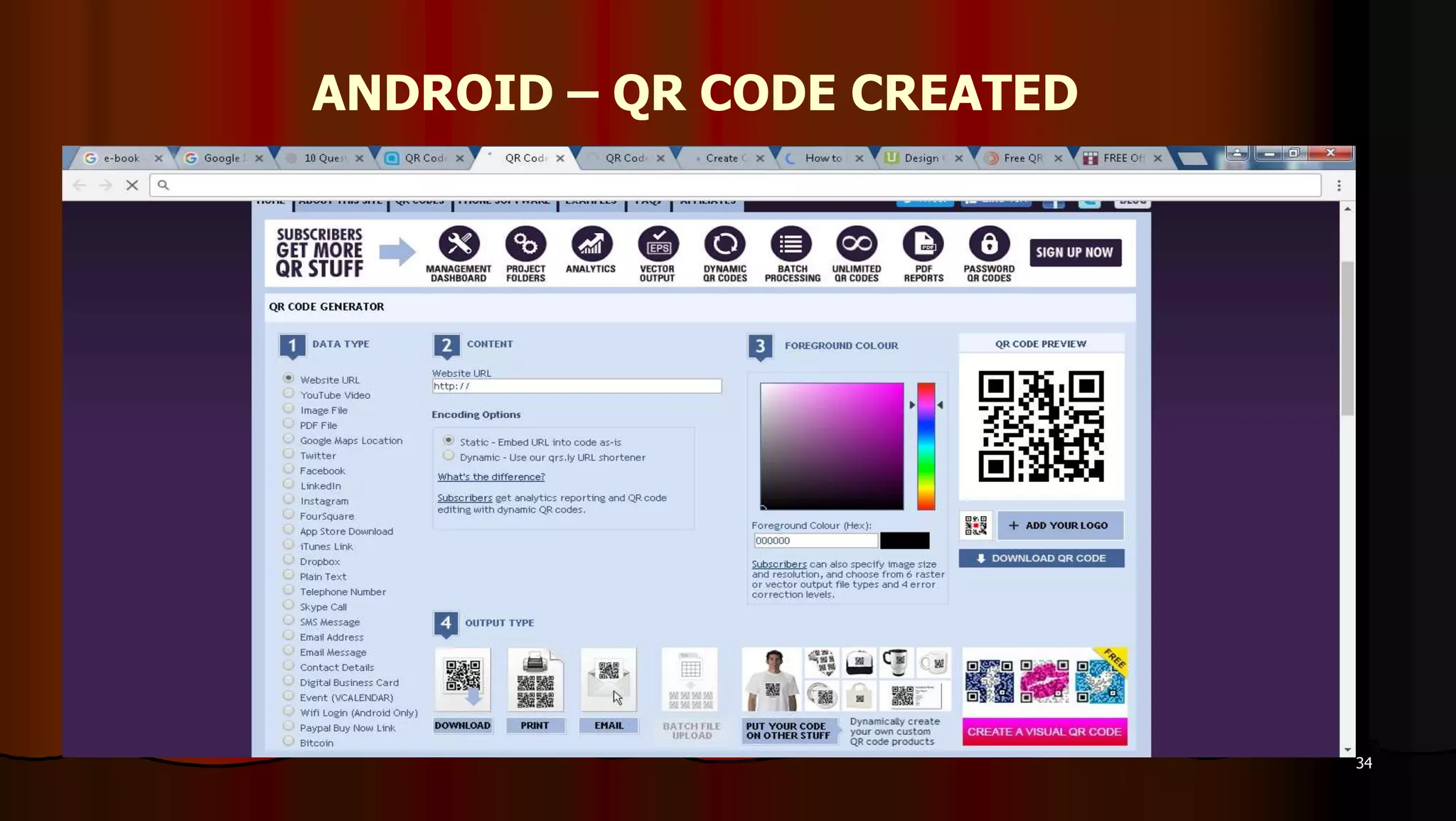 ANDROID – QR CODE CREATED
34
 