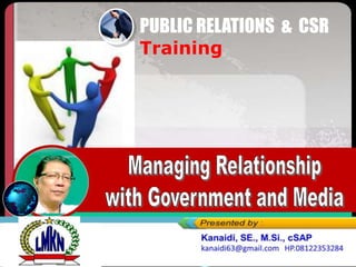 PUBLIC RELATIONS & CSR
Training
 