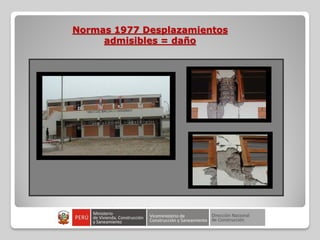 Normas 1977 Desplazamientos
admisibles = daño
 
