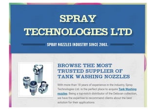 BROWSE THE MOST TRUSTED SUPPLIER OF TANK WASHING NOZZLES