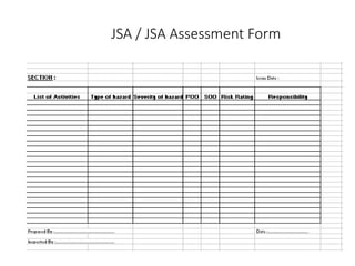 JSA / JSA Assessment Form
 