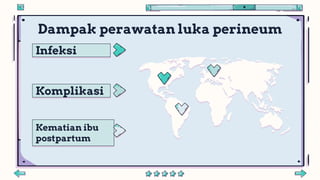 Dampak perawatan luka perineum
Komplikasi
Kematian ibu
postpartum
Infeksi
 