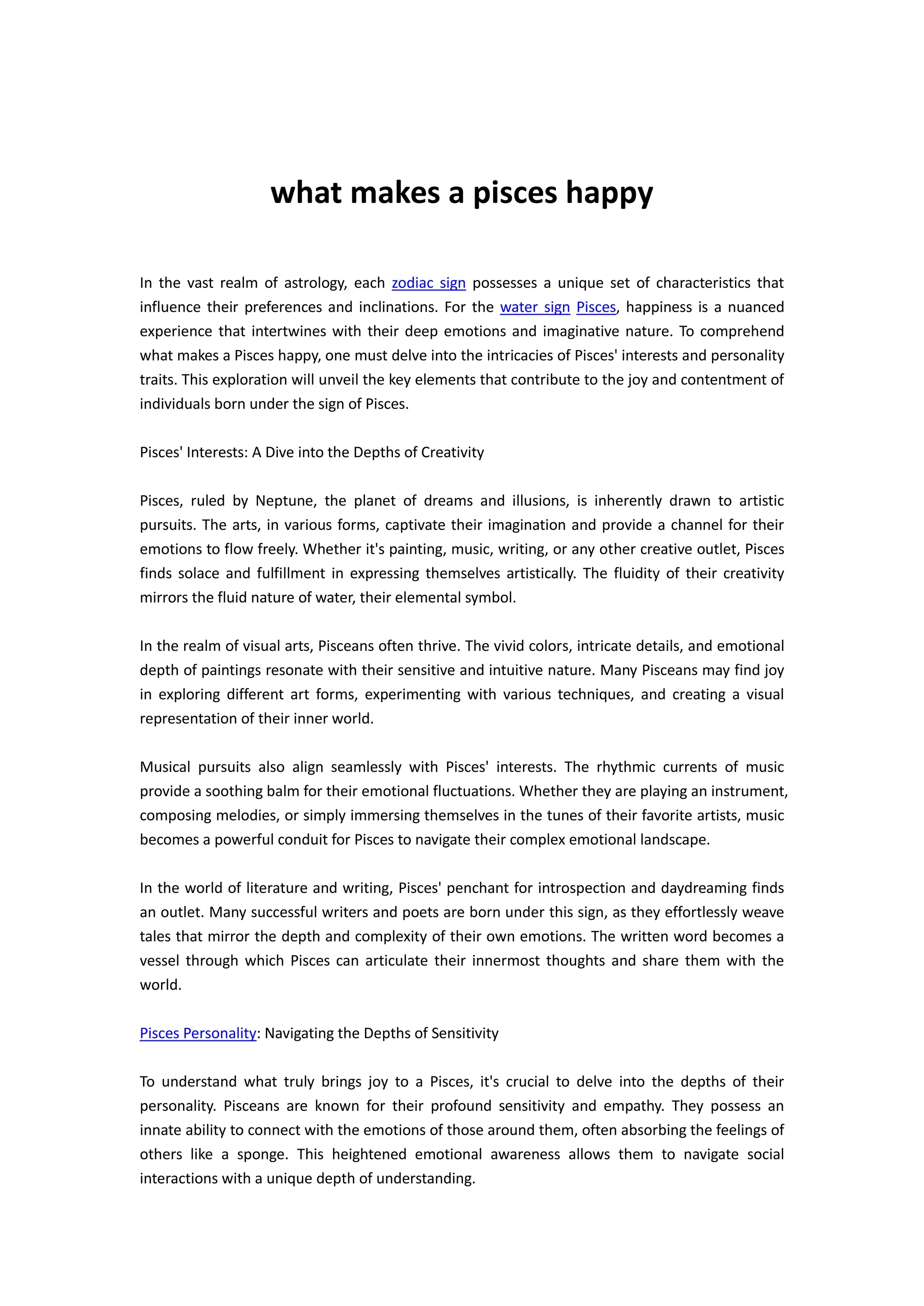 Pisces Writing what makes a pisces happy | DOC