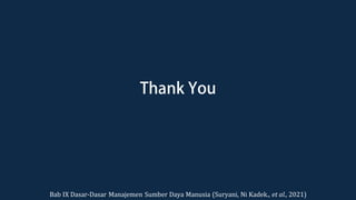 Bab IX Dasar-Dasar Manajemen Sumber Daya Manusia (Suryani, Ni Kadek., et al., 2021)
 
