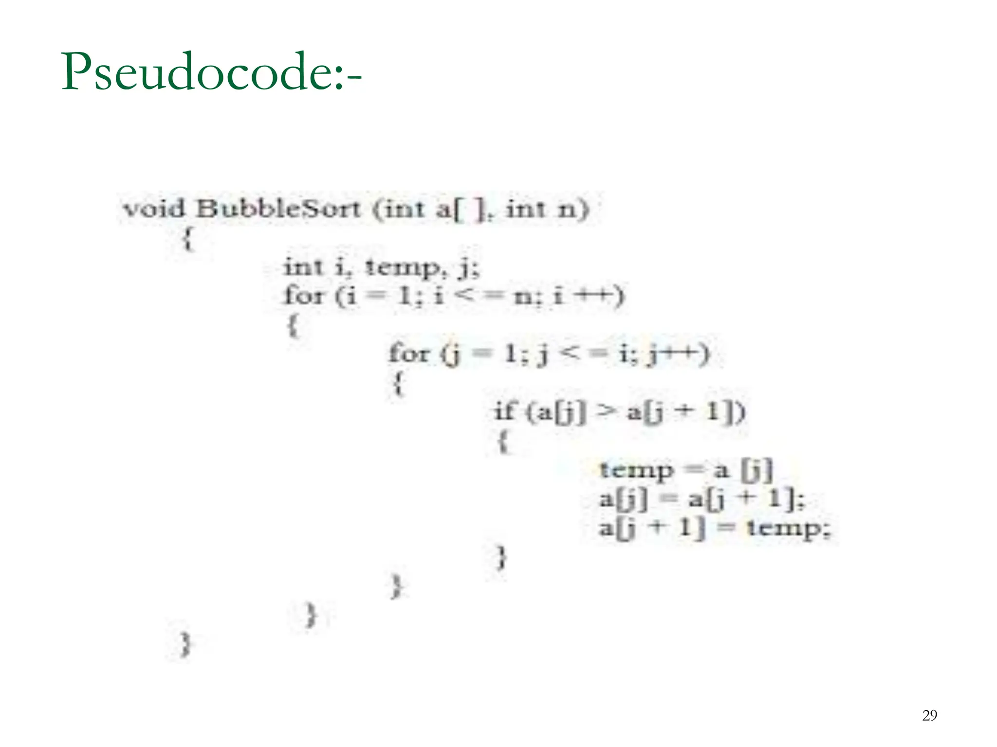 Pseudocode:-
29
 