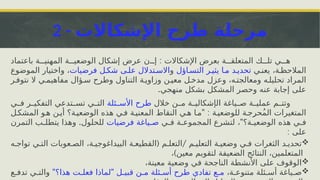 2 - ‫مرحلة‬
‫طرح‬
‫اإلشكاالت‬
‫اإلشكاالت‬ ‫بعرض‬ ‫ة‬iii‫المتعلق‬ ‫ك‬iii‫تل‬ ‫ي‬iii‫ه‬
:
‫باعتماد‬ ‫ة‬iii‫المهني‬ ‫ة‬iii‫الوضعي‬ ‫إشكال‬ ‫عرض‬ ‫ن‬iii‫إ‬
‫ي‬i‫يعن‬ ،‫ة‬i‫المالحظ‬
‫اؤل‬i‫التس‬ ‫ر‬i‫يثي‬ ‫ا‬i‫م‬ ‫د‬i‫تحدي‬
‫و‬
‫فرضيات‬ ‫ل‬i‫شك‬ ‫ى‬i‫عل‬ ‫تدالل‬i‫االس‬
‫الموضوع‬ ‫واختيار‬ ،
‫ر‬i‫نتوف‬ ‫ال‬ ‫ي‬i‫مفاهيم‬ ‫ؤال‬i‫س‬ ‫وطرح‬ ‫التناول‬ ‫ة‬i‫وزاوي‬ ‫ن‬i‫معي‬ ‫ل‬i‫مدخ‬ ‫وعزل‬ ،‫ه‬i‫ومعالجت‬ ‫ه‬i‫تحليل‬ ‫المراد‬
.‫منهجي‬ ‫بشكل‬ ‫المشكل‬ ‫وحصر‬ ‫عنه‬ ‫إجابة‬ ‫على‬
‫ياغة‬i
i‫ص‬ ‫ة‬ii‫عملي‬ ‫م‬i
i‫وتت‬
‫ال‬
‫خالل‬ ‫ن‬i
i‫م‬ ‫ة‬ii‫إشكالي‬
‫ئلة‬ii‫األس‬ ‫طرح‬
‫ي‬ii‫ف‬ ‫ر‬ii‫التفكي‬ ‫تدعي‬ii‫تس‬ ‫ي‬ii‫الت‬
‫الم‬ ‫المتغيرات‬
ُ
‫حر‬
ِ
‫ة‬i‫للوضعي‬ ‫ة‬i‫ج‬
" :
‫ل‬i‫المشك‬ ‫و‬i‫ه‬ ‫ن‬i‫أي‬ ‫ة؟‬i‫الوضعي‬ ‫هذه‬ ‫ي‬i‫ف‬ ‫ة‬i‫المعني‬ ‫النقاط‬ ‫ي‬i‫ه‬ ‫ا‬i‫م‬
‫ة؟‬i‫الوضعي‬ ‫هذه‬ ‫ي‬i‫ف‬
"
،
‫ي‬i‫ف‬ ‫ة‬i‫المجموع‬ ‫لتشرع‬
‫فرضيات‬ ‫ياغة‬i‫ص‬
.
‫التمرن‬ ‫ب‬i‫يتطل‬ ‫وهذا‬ ‫للحلول‬
‫على‬
:

( /
‫ه‬i‫تواج‬ ‫ي‬i‫الت‬ ‫عوبات‬i‫الص‬ ،‫ة‬i‫البيداغوجي‬ ‫ة‬i‫القطيع‬ ‫م‬i‫التعل‬ ‫م‬i‫التعلي‬ ‫ة‬i‫وضعي‬ ‫ي‬i‫ف‬ ‫الثغرات‬ ‫د‬i‫تحدي‬
)
، ‫معين‬ ‫لتقويم‬ ‫الضعيفة‬ ‫النتائج‬ ،‫المتعلمين‬

،‫معينة‬ ‫وضعية‬ ‫في‬ ‫الناجحة‬ ‫األنشطة‬ ‫على‬ ‫الوقوف‬

‫ة‬i‫متنوع‬ ‫ئلة‬i‫أس‬ ‫ياغة‬i‫ص‬
،
‫ع‬i‫م‬
" "
‫هذا؟‬ ‫ت‬i‫فعل‬ ‫لماذا‬ ‫ل‬i‫قبي‬ ‫ن‬i‫م‬ ‫ئلة‬i‫أس‬ ‫طرح‬ ‫تفادي‬
‫ع‬i‫تدف‬ ‫ي‬i‫والت‬
 